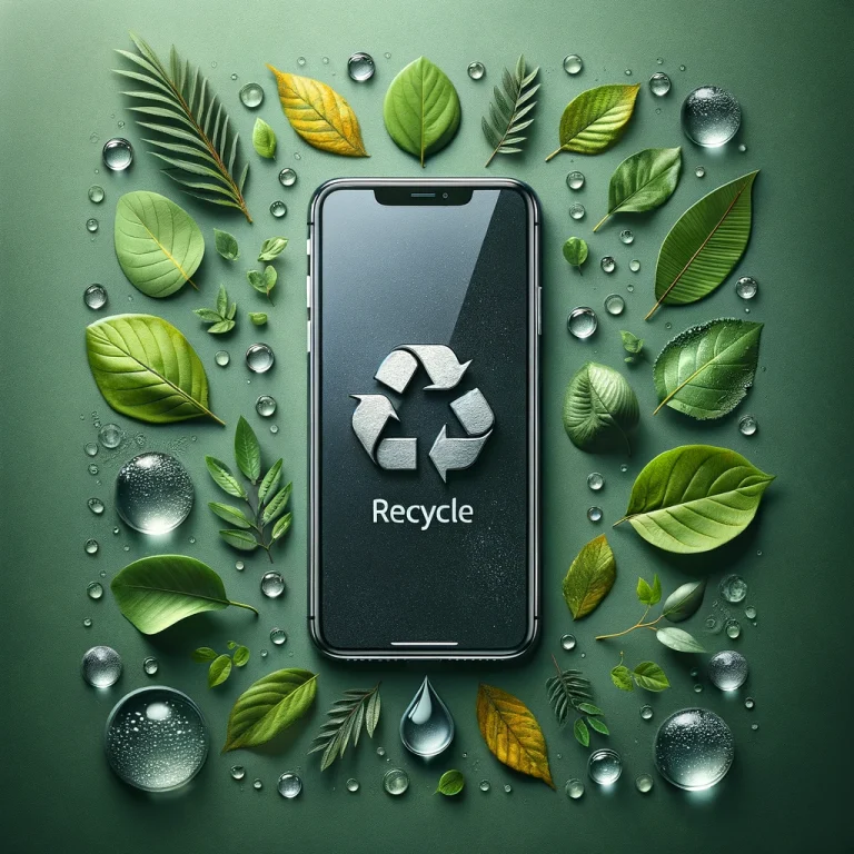 Refurbished iPhone omringd door natuur voor duurzaamheid