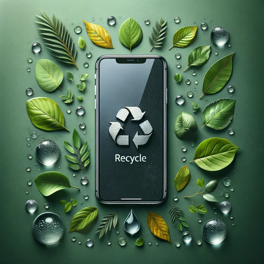 Refurbished iPhone omringd door natuur voor duurzaamheid